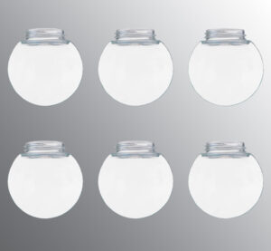 Six pack. Shade globe Ø 150 mm. Clear glass.