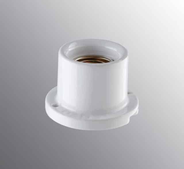 Lamp holder E27 white glaze for pole scews