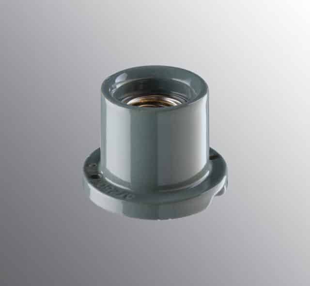 Lamp holder E27 grey glaze for wire connection