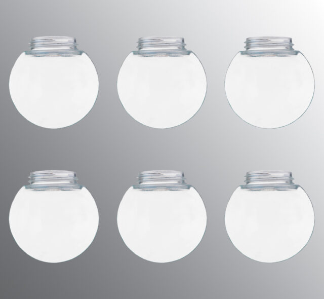 Six pack. Shade globe Ø 150 mm. Clear glass. Without line.
